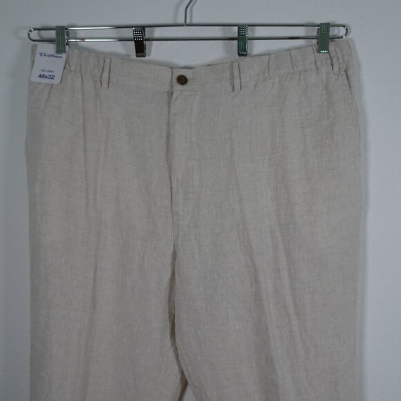 Roundtree Yorke Caribbean Linen Pants Big Men's Size 48x32 Beige Resort Beach - Picture 2 of 12